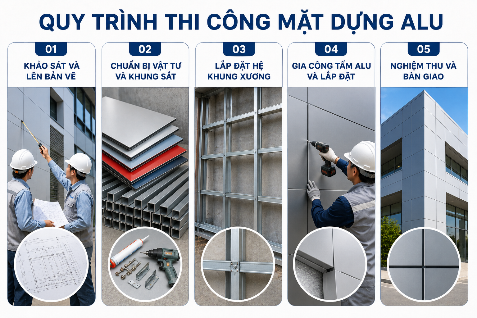 Quy trình thi công mặt dựng alu