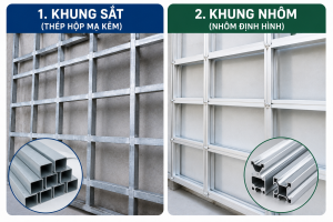 So sánh khung sắt hay khung nhôm thi công alu